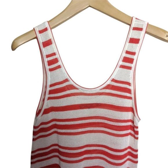 rag & bone Kathie XS Red White Stripe Cotton Open Stitch Knit Tank Top - Picture 4 of 5